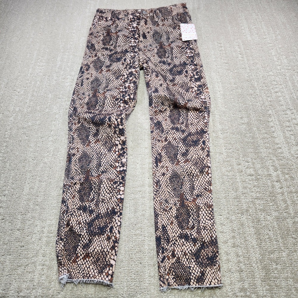 Free People Jeans Women 26 Hi Waisted Two Faced Snake Skin Print Skinny